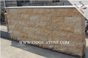 Mushroom/Natural Split Surface G682 Yellow Rusty Granite Stone,Wall Cladding Tiles,Split Face Mushroom Stone for Outdoor Landscaping Decoration