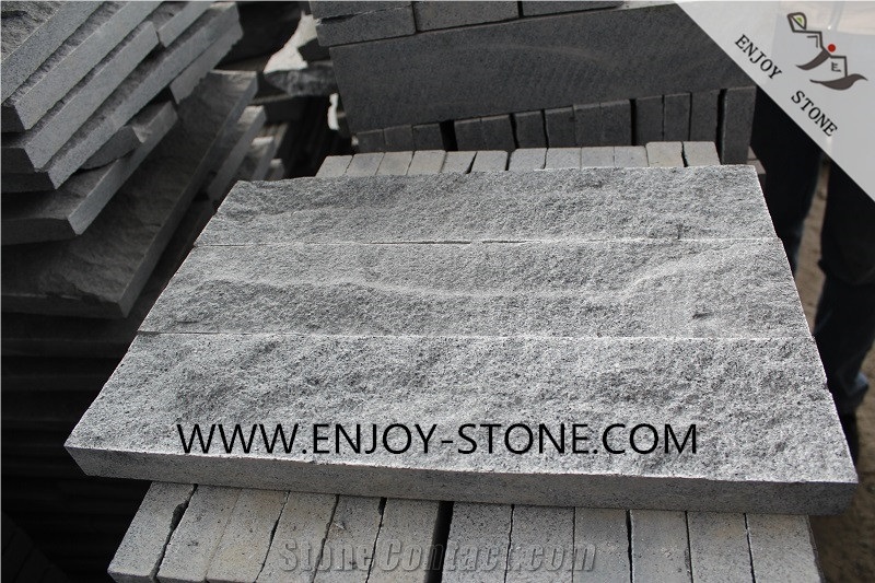 Natural Split Surface/Mushroom Finish Sesame Black Granite G654 Wall Cladding Stone, Pangda Dark Grey Tiles for Wall Covering