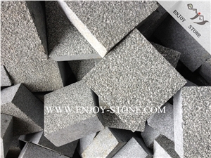 Oliver Green Granite Cobble Stone,G612 Granite Bush Hammered Surface Sides Machine Cut Cube Stone, Outdoor Garden Stepping Pavements,Driveway Paving Stone,Walkway Pavers