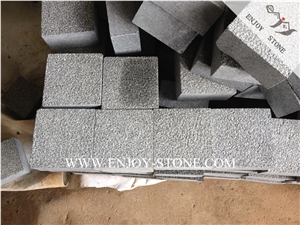 Oliver Green Granite Cobble Stone,G612 Granite Bush Hammered Surface Sides Machine Cut Cube Stone, Outdoor Garden Stepping Pavements,Driveway Paving Stone,Walkway Pavers