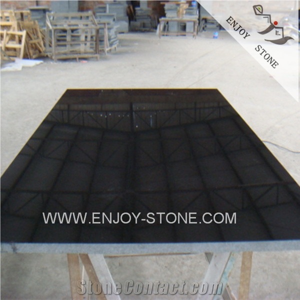 Polished G684 Basalto Cut to Size,Jet Black Basalt Paver Tiles Slab for Walling and Flooring