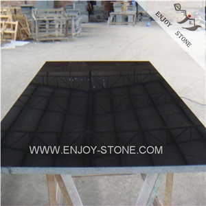 Polished G684 Basalto Cut to Size,Jet Black Basalt Paver Tiles Slab for Walling and Flooring