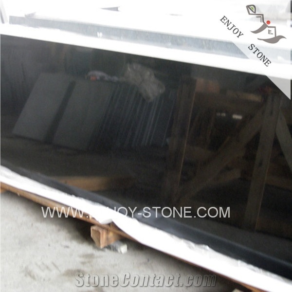 Polished G684 Basalto Cut to Size,Jet Black Basalt Paver Tiles Slab for Walling and Flooring