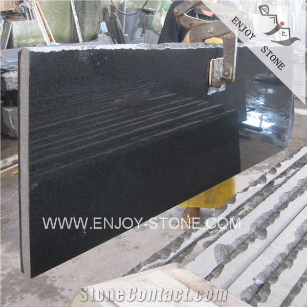Polished G684 Basalto Cut to Size,Jet Black Basalt Paver Tiles Slab for Walling and Flooring