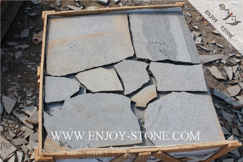 Sawn Crazy Paver Zhangpu Bluestone,Zp Bluestone,Bluestone with Cat Paw,Sawn/Machine Cut Strip/Tiles/Cut to Size/Slabs/Flooring/Walling/Pavers
