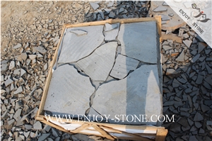 Sawn Crazy Paver Zhangpu Bluestone,Zp Bluestone,Bluestone with Cat Paw,Sawn/Machine Cut Strip/Tiles/Cut to Size/Slabs/Flooring/Walling/Pavers