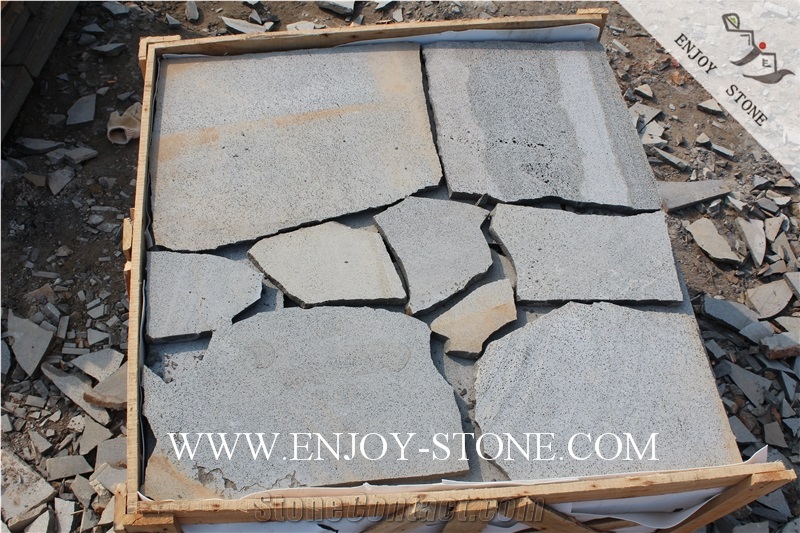 Sawn Crazy Paver Zhangpu Bluestone,Zp Bluestone,Bluestone with Cat Paw,Sawn/Machine Cut Strip/Tiles/Cut to Size/Slabs/Flooring/Walling/Pavers