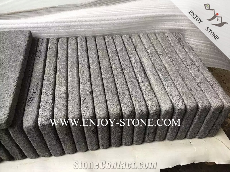 Sawn Cut/Machine Cut&Tumbled Hainan Black Bluestone Cobble Stone,Cube Stone,Driveway Paving,Walkway Pavers,Courtyard Road Pavers