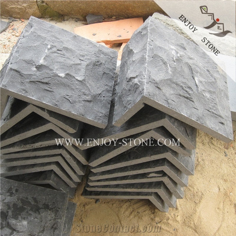Split Face Black Basalt Mushroom Stone Wall Cladding,Mushroom Wall Corner Stone