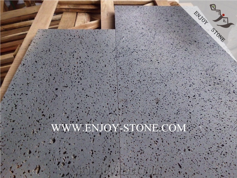 Volcanic Lava Stone,Hainan Basalto with Big Holes,Hn Basaltina Honed Tiles&Slabs,Lava Stone Floor&Wall Covering Tiles