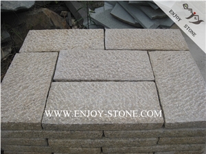 Yellow Granite Paving Stone,G682 Pineapple Finish Garden Stepping Pavements,All Sides Fine Picked Cobble Stone for Exterior Pattern,Landscaping Patio