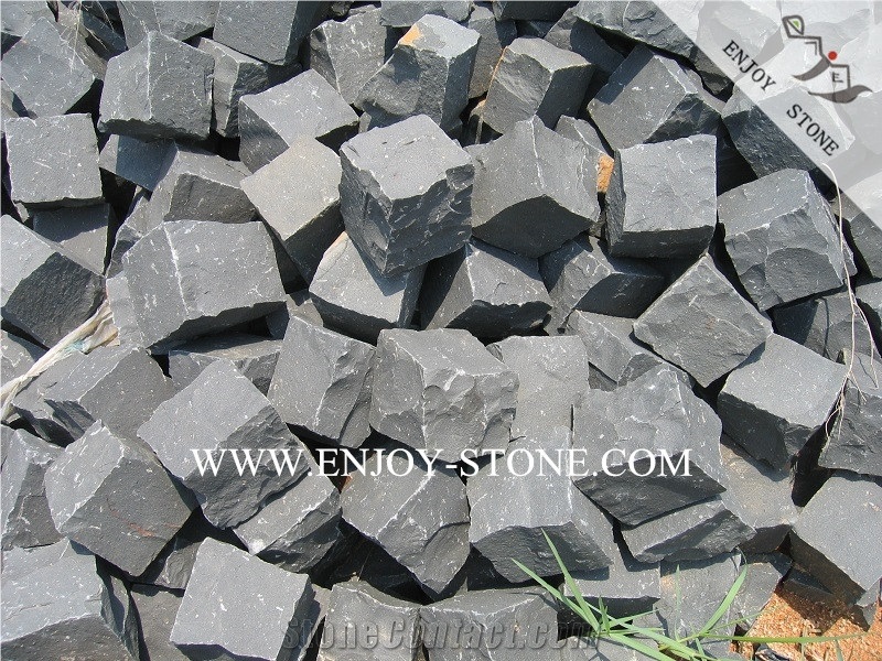 Zhangpu Black All Natural Split Cobblestone,Walkway/Driveway Paving Stone, China Andesite Cube Stone for Outdoor Pavement