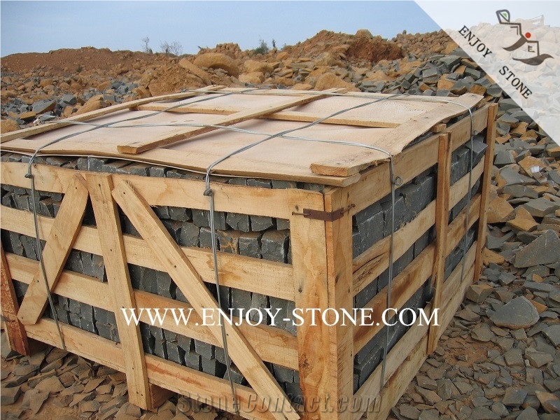 Zhangpu Black All Natural Split Cobblestone,Walkway/Driveway Paving Stone, China Andesite Cube Stone for Outdoor Pavement