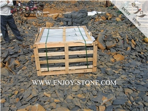 Zhangpu Black Basalt All Natural Split Crazy Pavers,Andesite Cobblestone,Black Basalto Cube Stone for Exterior Pattern,Courtyard Road Pavers