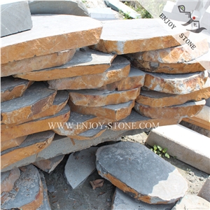 Zhangpu Black Basalt,Fujian Andesite Flamed Flagstone,Irregular Paver,Random Wall Flagstone,Flagstone Walkway,Flagstone Paving
