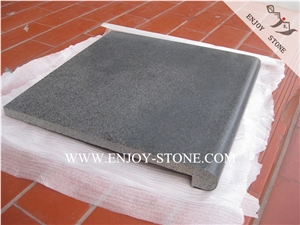 Zhangpu Bluestone Swimming Pool Coping,Honed Basalto with Cat Paws/Honeycombs Pool Deck Drain,Bullnose Rebated Pool Terraces