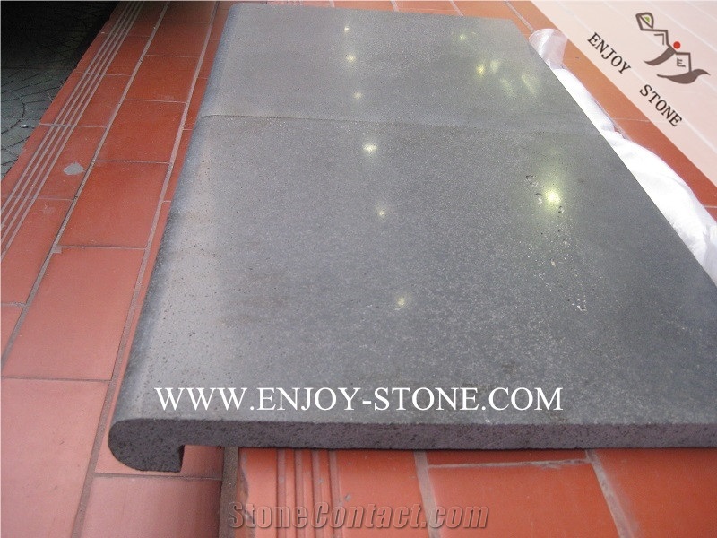 Zhangpu Bluestone Swimming Pool Coping,Honed Basalto with Cat Paws/Honeycombs Pool Deck Drain,Bullnose Rebated Pool Terraces
