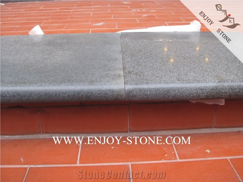 Zhangpu Bluestone Swimming Pool Coping,Honed Basalto with Cat Paws/Honeycombs Pool Deck Drain,Bullnose Rebated Pool Terraces