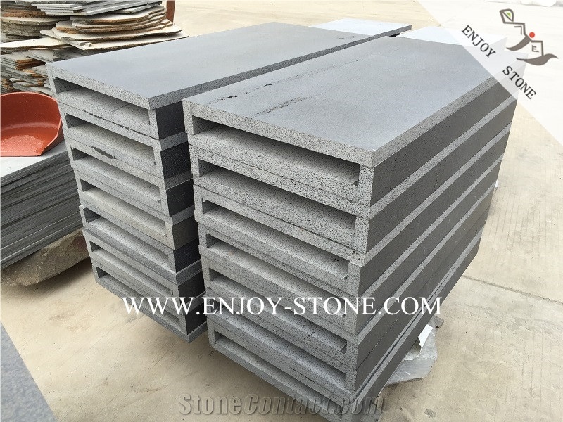 Zhangpu Bluestone Swimming Pool Coping,Honed Rebated Square Edge Coping Tiles,Grey Basalto with Cat Paws/Honeycombs Pool Terraces