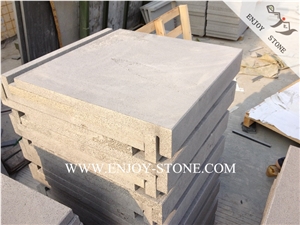 Zhangpu Bluestone Swimming Pool Coping,Sawn Cut/Machine Cut Rebated Square Edge Coping Tiles,China Grey Basalto with Cat Paws/Honeycombs Pool Pavers