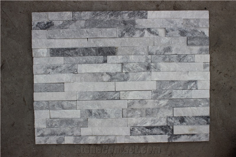 Grey White Quartzite Cultured Stone, Crystal White Quartzite Ledge Stone