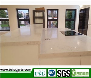 Quartz Stone Countertop Bianco Carrara White with Straight Edge Finishing