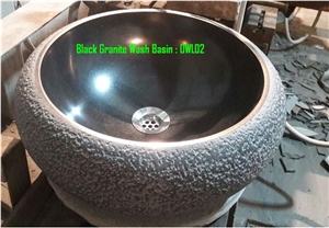 India Absolute Black Granite Sink,Granite Wash Basin Round Shaf,Granite Wash Bowl,Granite Vessel Sink