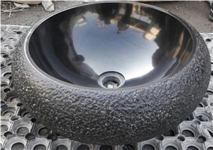 India Absolute Black Granite Sink,Granite Wash Basin Round Shaf,Granite Wash Bowl,Granite Vessel Sink
