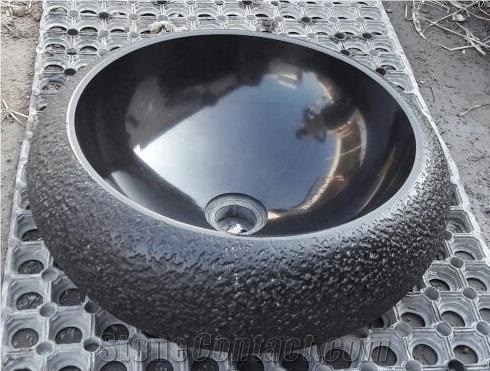 India Absolute Black Granite Sink,Granite Wash Basin Round Shaf,Granite Wash Bowl,Granite Vessel Sink