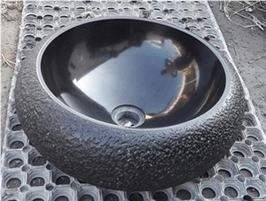 India Absolute Black Granite Sink,Granite Wash Basin Round Shaf,Granite Wash Bowl,Granite Vessel Sink