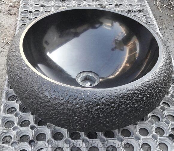 India Absolute Black Granite Sink,Granite Wash Basin Round Shaf,Granite Wash Bowl,Granite Vessel Sink