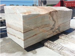 Aurora Gold Rosa Marble Blocks, White Marble with Pink Veins Blocks