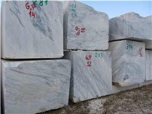 Dynossaurus Marble Blocks, Estremoz White with Exotic Grey Veins