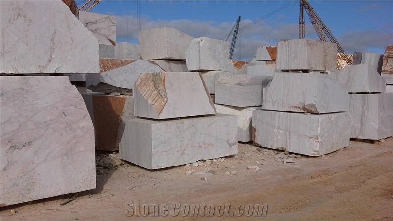 Estremoz Marble Blocks Commercial, White Marble with Veins