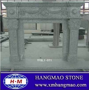 Hand Carved Indoor Decorative Grey Marble Fireplace