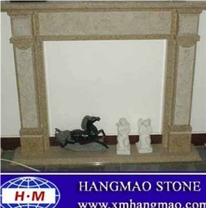 Modern Beige Marble Fireplace, Modern Style Fireplace