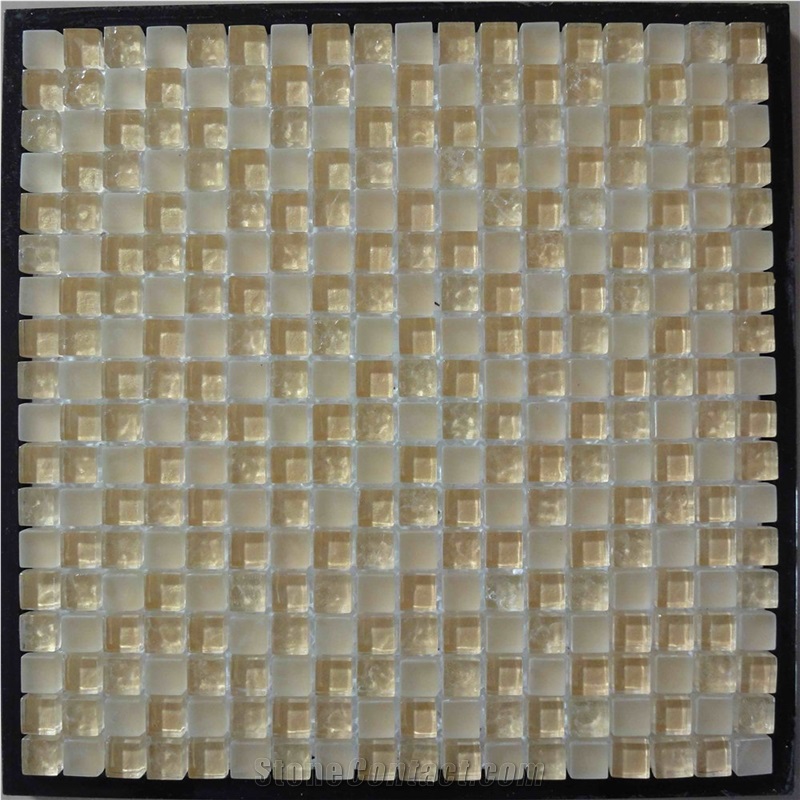 Beige Glass Mosaic, Resin and Ceramic Wall and Floor Mosaic -For Luxury Hotel Commercial Project Use