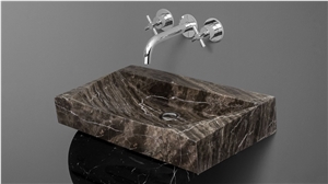 Brown Marble Stone Sink & Basin, Natural Stone Bowl Sell from China Factory, Rectangle Shape Marble Sink for Bathroom & Kitchen