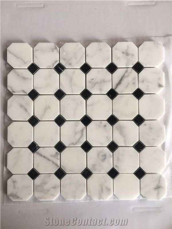 Calacatta Carrara Wall Mosaic/ Floor Mosaic / Polished Mosaic Split/Mosaic Pattern /Thin Laminated Mosaic /Laminated Mosaic Terry Stone