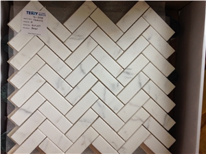 Calacatta Marble Mosaic, Wall Mosaic/ Floor Mosaic /Polished Mosaic Split/Mosaic Pattern / Manmade Stone Mosaic Pattern /Thin Laminated Mosaic