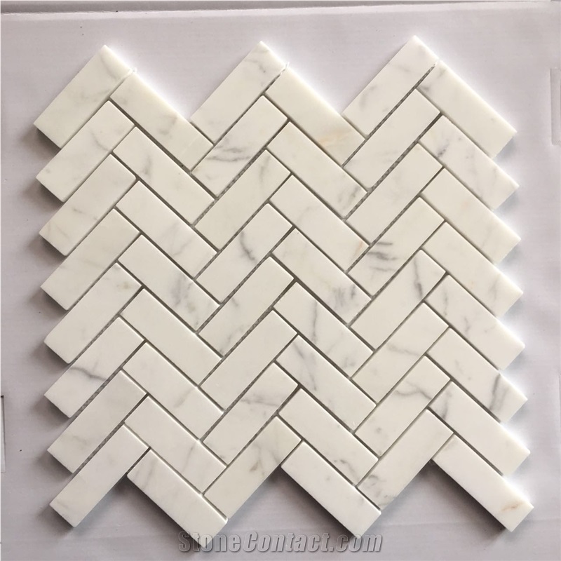 Calacatta Marble Mosaic,Wall Mosaic/ Floor Mosaic/ Polished Mosaic Split/Mosaic Pattern / Manmade Stone Mosaic Pattern /Thin Laminated Mosaic