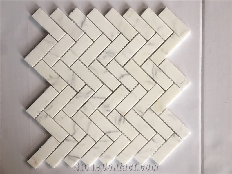 Calacatta Marble Mosaic,Wall Mosaic/ Floor Mosaic/ Polished Mosaic Split/Mosaic Pattern / Manmade Stone Mosaic Pattern /Thin Laminated Mosaic