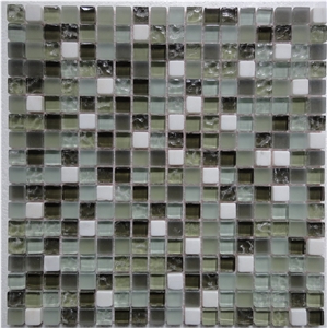 Green Glass Mosaic, Resin and Ceramic Wall and Floor Mosaic -For Luxury Hotel Commercial Project Use