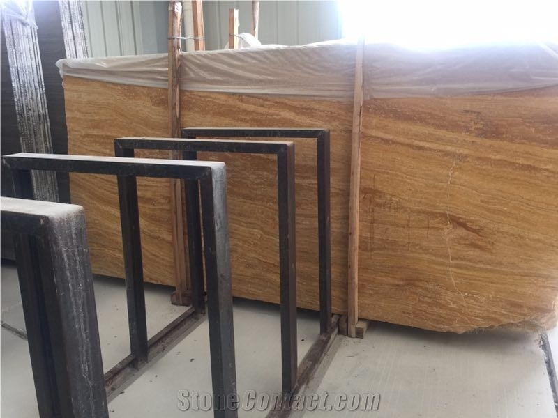 High Quality Iran and Turkey Natural Stone -Yellow Travertine Big Slabs and Tiles for Wall and Flooring Cover -Owned Factory