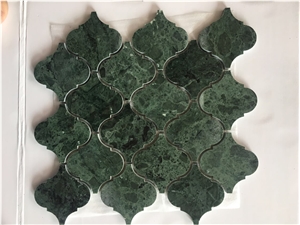 India Natural Polished Marble -Dark Green Mosaic for Floor and Wall -New Patterns and Design -High Quality and Owned Factory