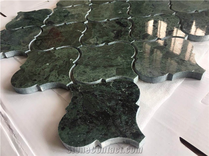 India Natural Polished Marble -Dark Green Mosaic for Floor and Wall -New Patterns and Design -High Quality and Owned Factory