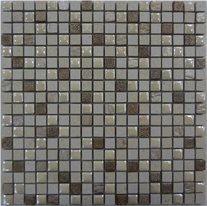 Marble Mosaic 15*15*8mm, for the Interior Decoration, Glass Mixed with Ceramic, Resin Wall Mosaic, Polished Mosaic Stone Tile on Sales