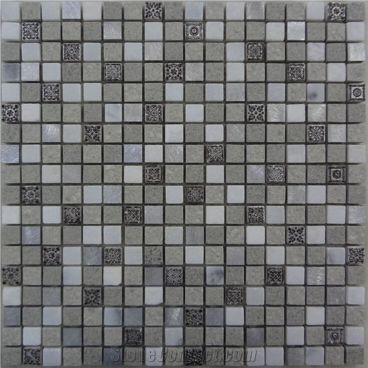 Marble Mosaic 15*15*8mm, for the Interior Decoration, Glass Mixed with Ceramic, Resin Wall Mosaic, Polished Mosaic Stone Tile on Sales
