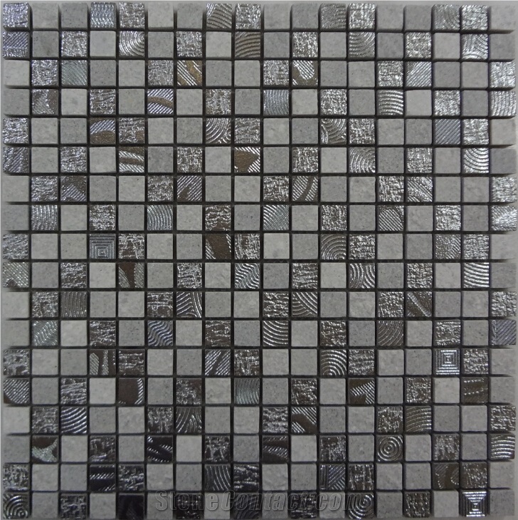 Marble Mosaic 15*15*8mm, for the Interior Decoration, Glass Mixed with Ceramic, Resin Wall Mosaic, Polished Mosaic Stone Tile on Sales