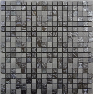Marble Mosaic 15*15*8mm, for the Interior Decoration, Glass Mixed with Ceramic, Resin Wall Mosaic, Polished Mosaic Stone Tile on Sales
